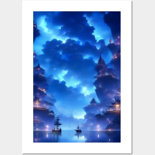 Fantasy Blue landscape Posters and Art